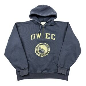 Y2K Champion Hoodie Men XL Blue UWEC Wisconsin University Half Zip Boxy Fit Vtg